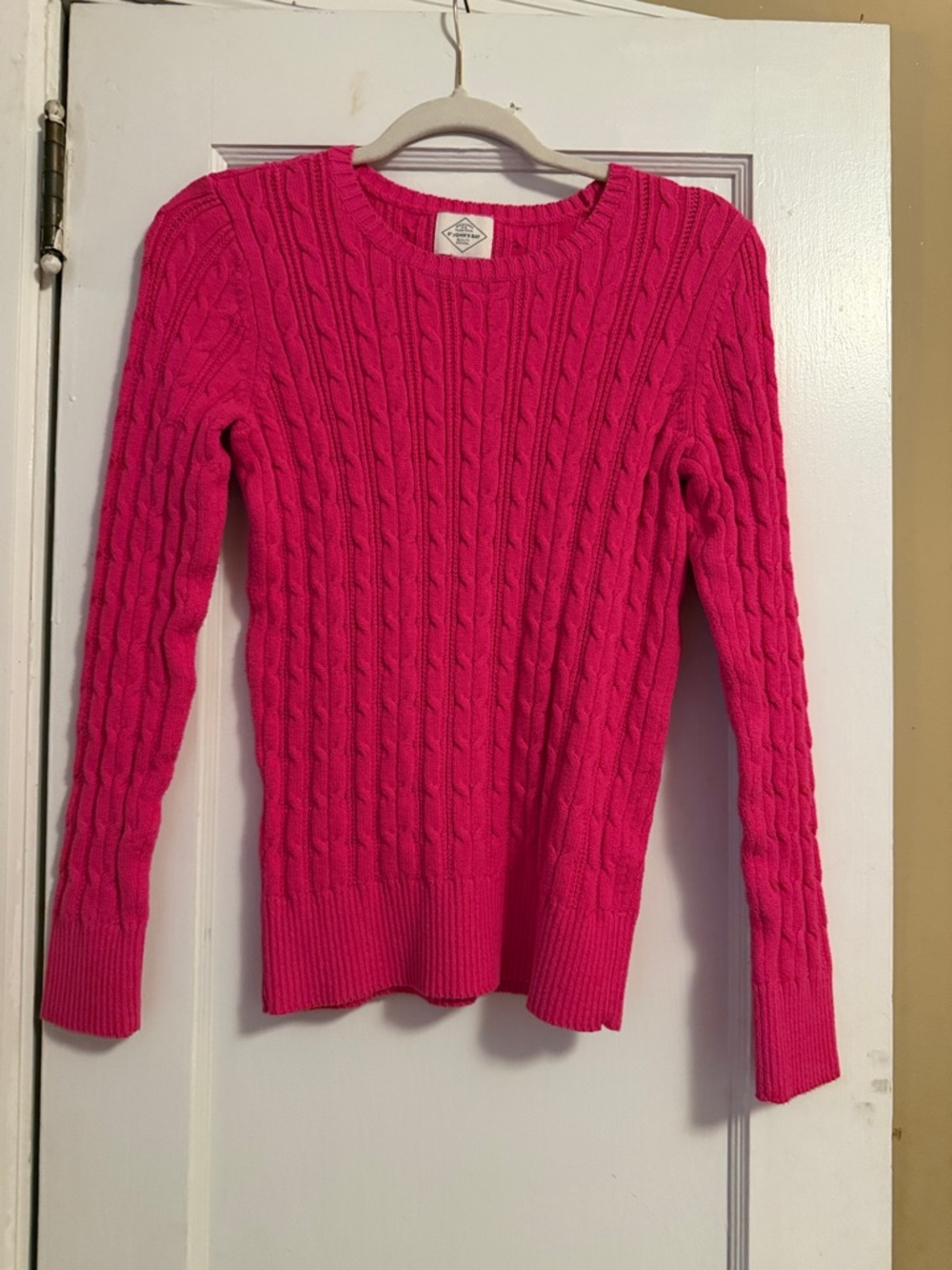 St. John's Bay Bright Pink Cable-Knit Crewneck Sweater